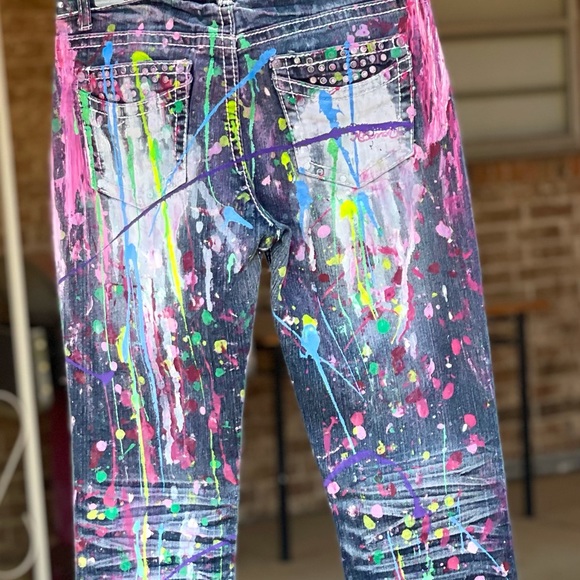 Artist Hand Painted Flare Jeans. - Picture 1 of 5